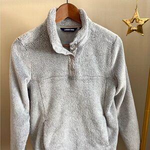 Lands' End Light Gray Men's Zip Up Sweater